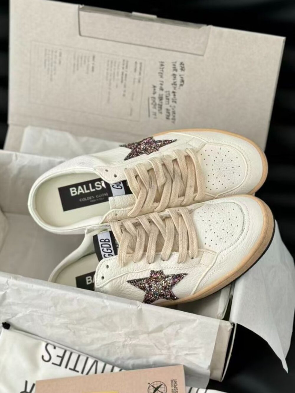 Golden Goose Star-Embellished White Mule Sneakers